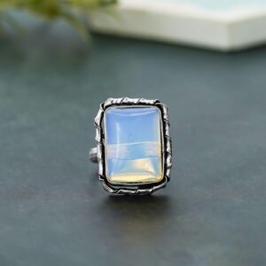 Arts Crystal Products Natural Labradorite Ring Set for Women,Vintage Joint Knuckle Stackable Rings Oval Gemstone Ring